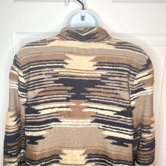 Lucky Brand Southwestern Open Shawl Cardigan Sweater Beige Cream Tan S - Picture 8 of 12